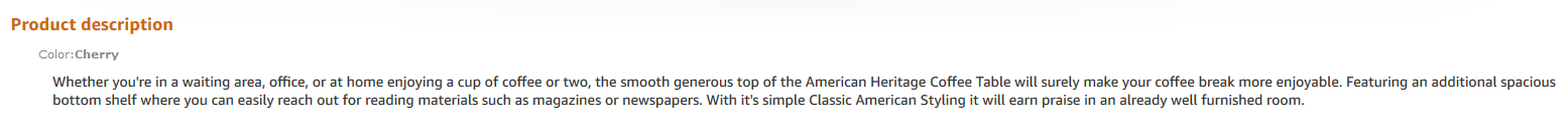 Amazon Description Focusing on Benefits