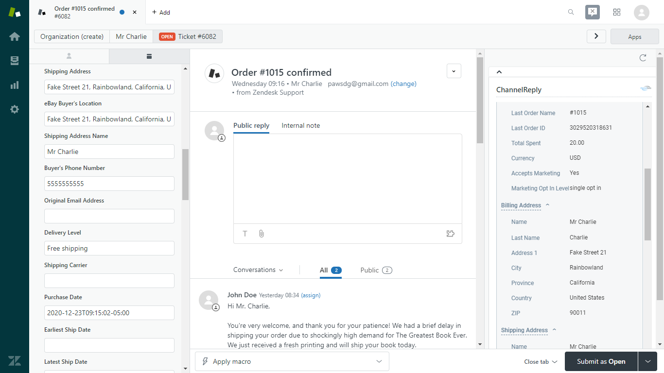 Shopify Buyer Details and Billing Address