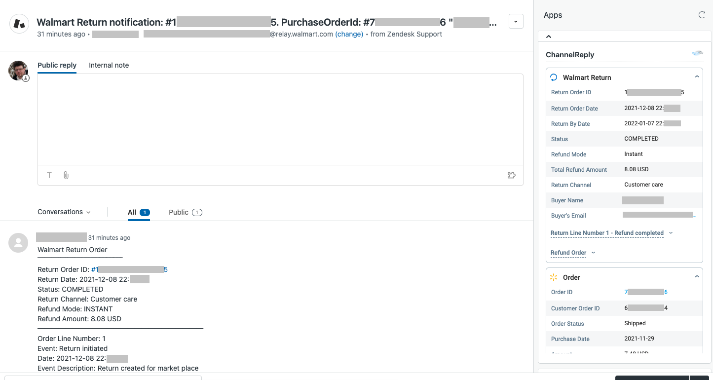 Processing Walmart returns in Zendesk with ChannelReply