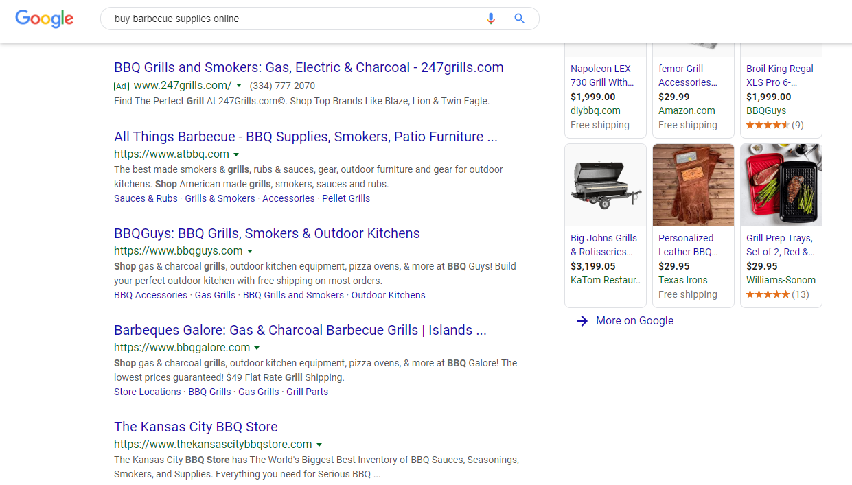 Google Search Results for "Buy Barbecue Supplies Online"