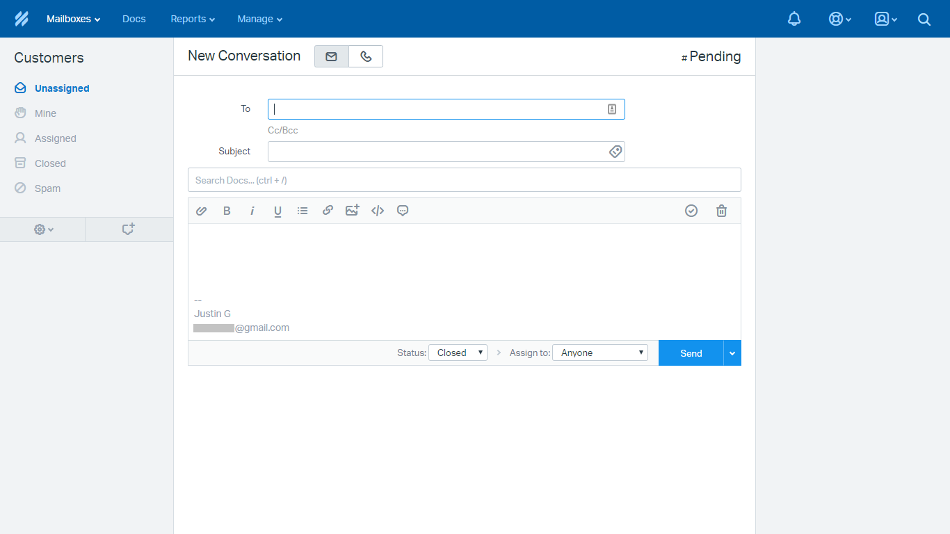 Creating a Conversation in Help Scout