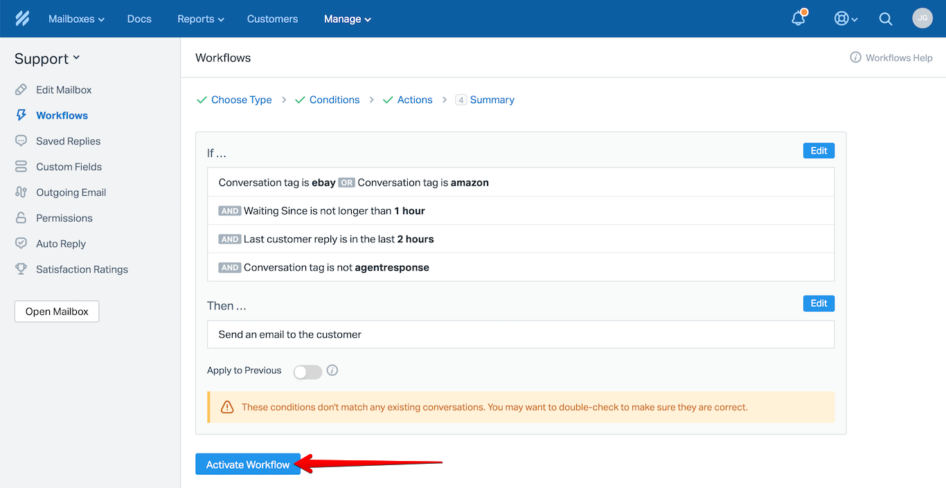 Activate Workflow Button