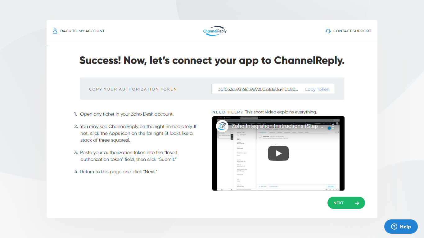 Zoho + ChannelReply app authorization walkthrough