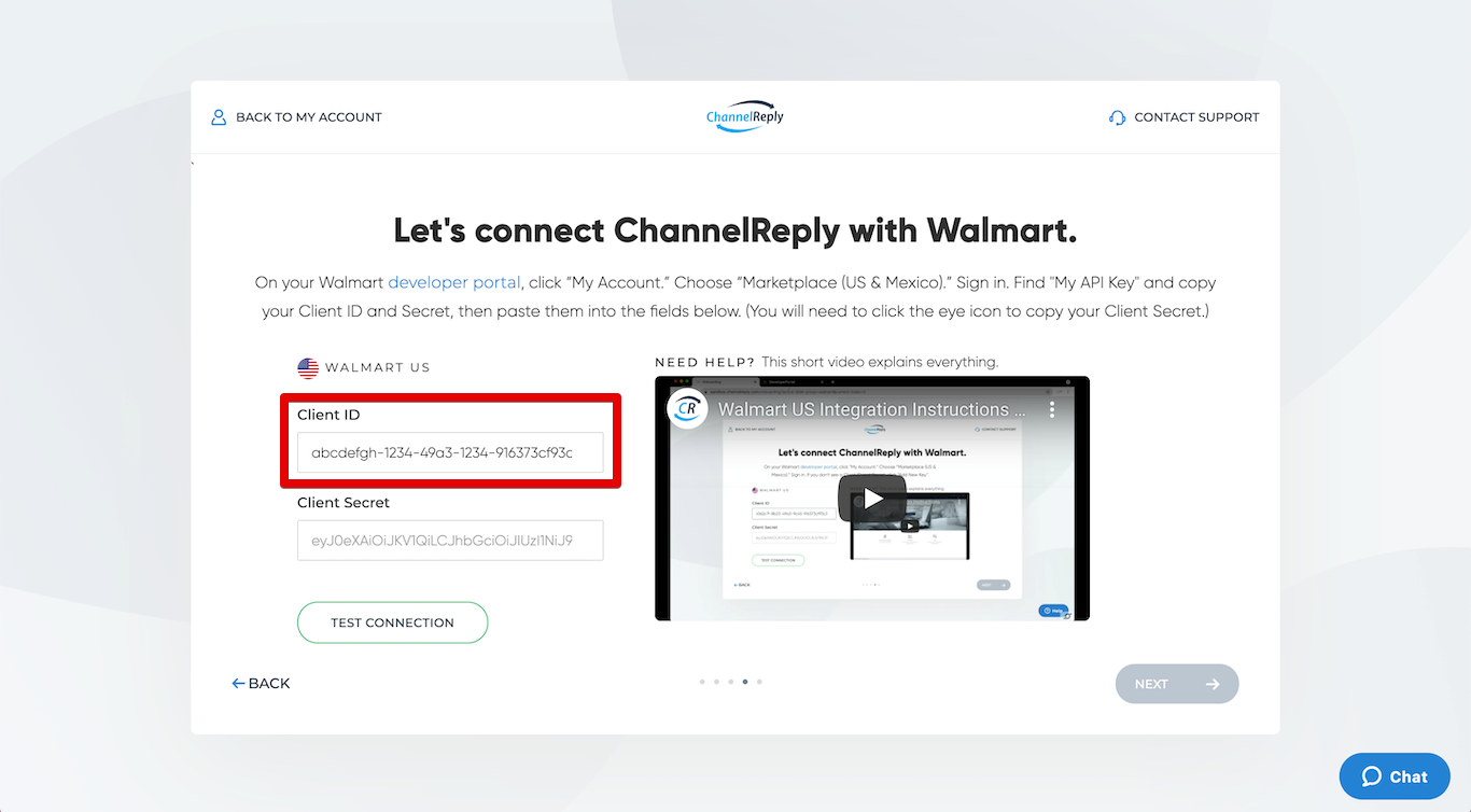 Paste Client ID into ChannelReply
