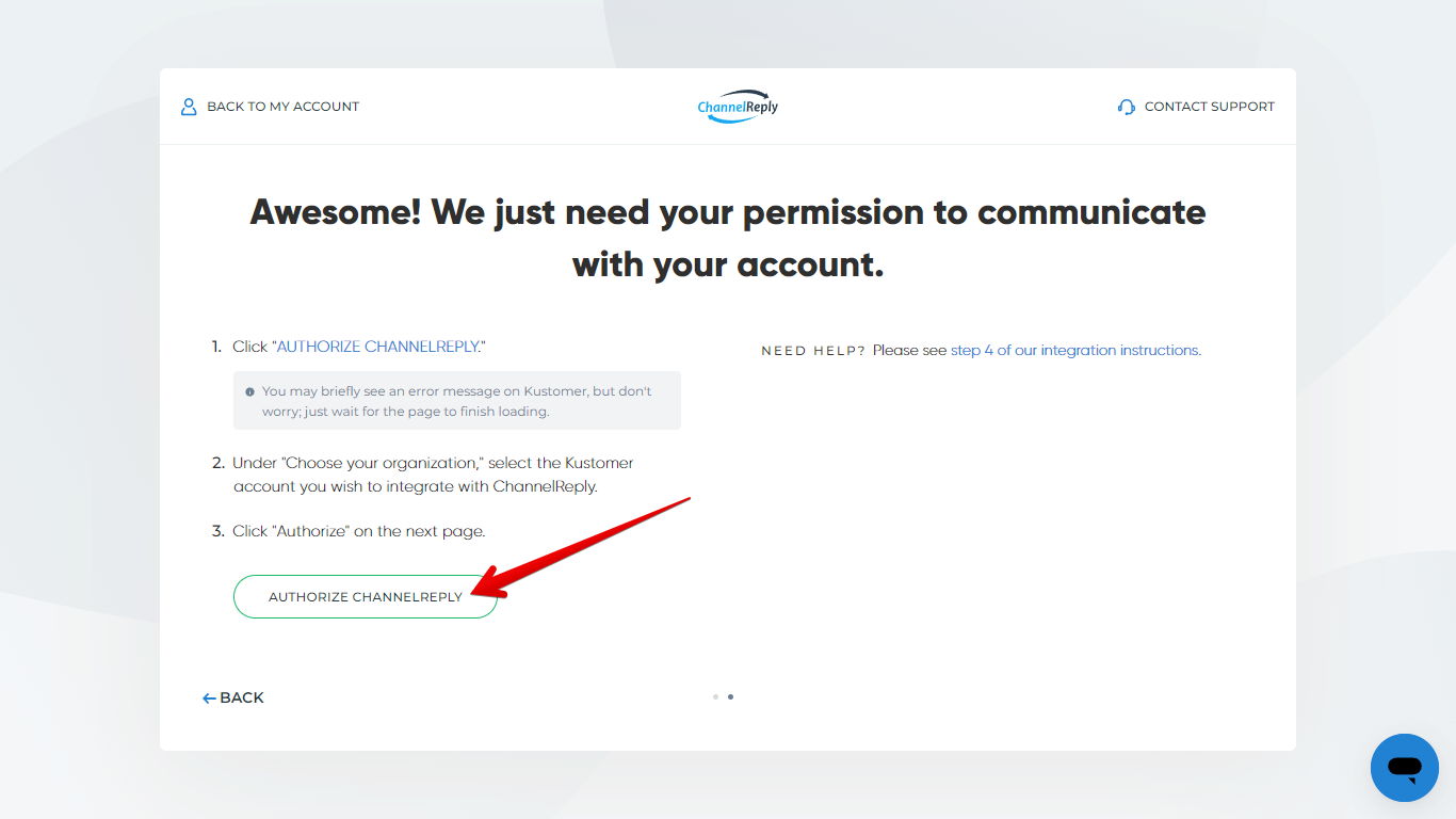 Authorize ChannelReply Button