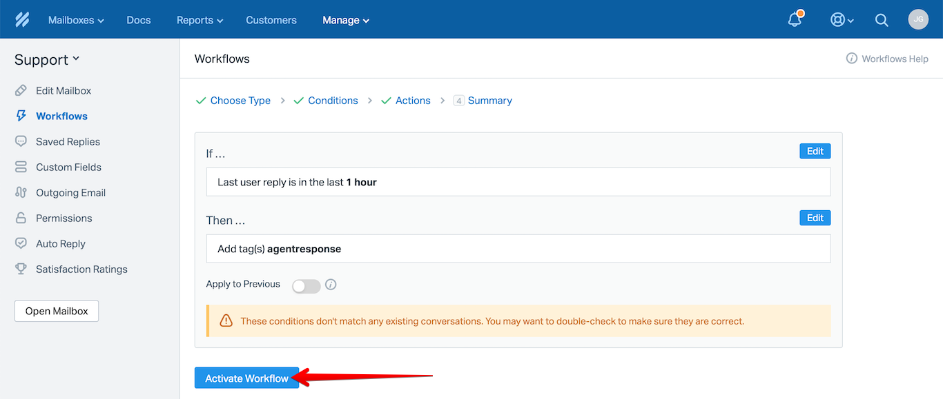 Activate Workflow Button