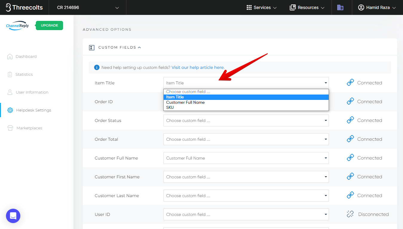 Freshdesk Ticket Fields in ChannelReply