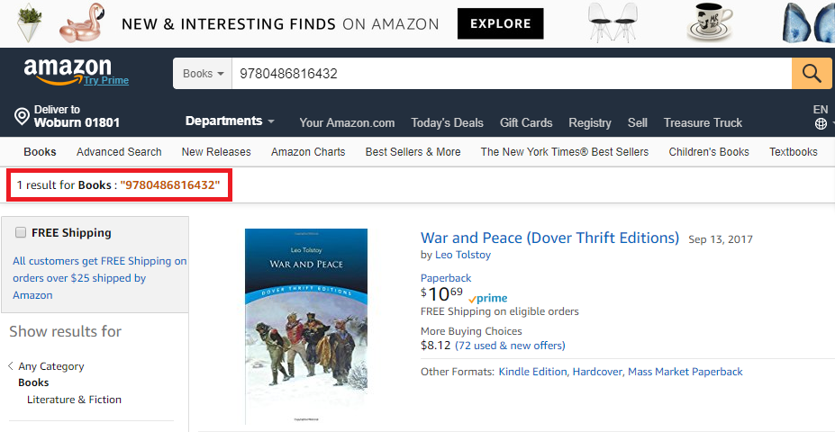 Amazon Search by ISBN
