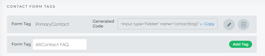 Creating two tags for one contact form by separating them with spaces