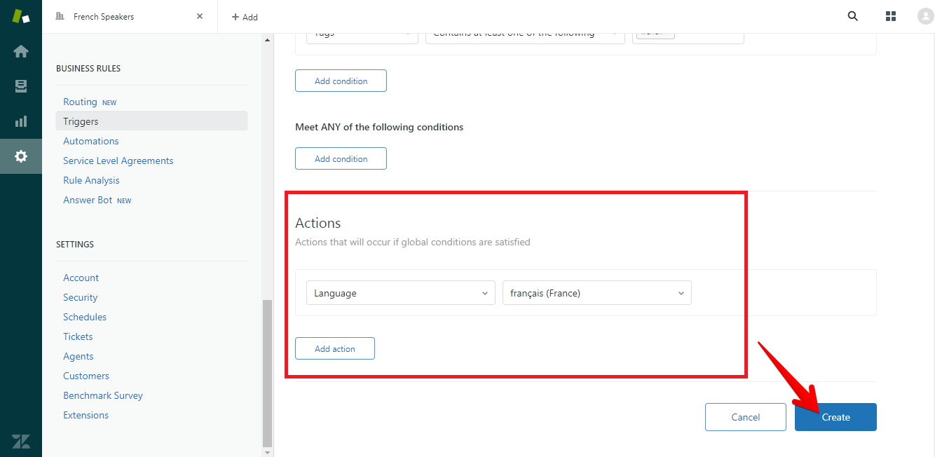 Auto-Assign Language Trigger Action
