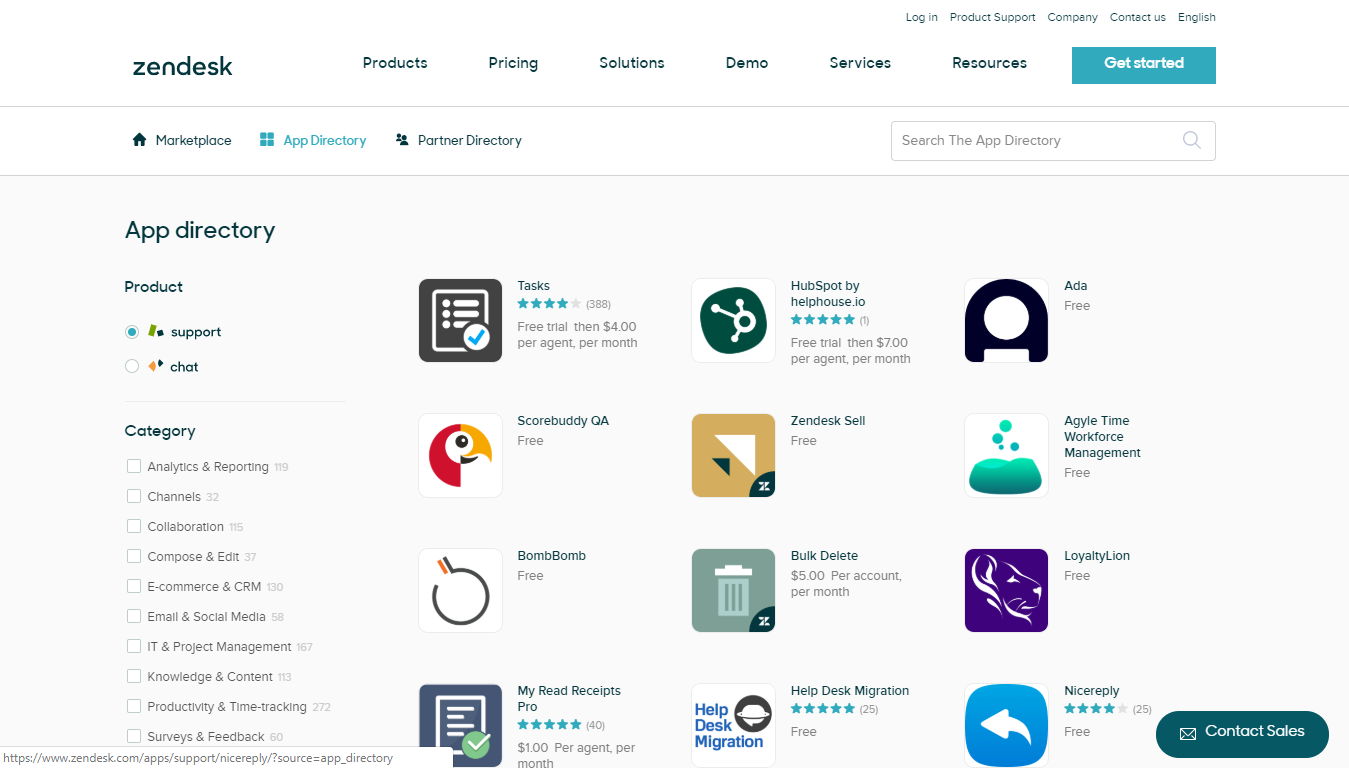 Zendesk App Directory, May 2019