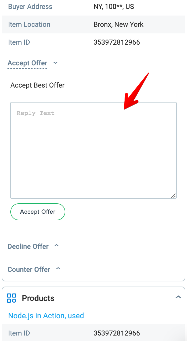 eBay Best Offer Notification Actions in Zendesk