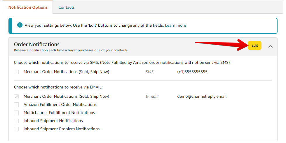 Edit Button for Order Notifications