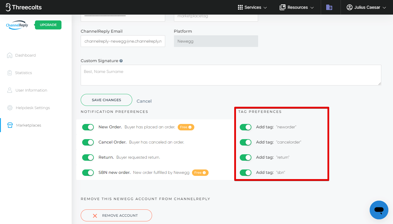 Tag Preferences Settings