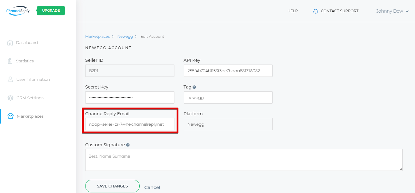ChannelReply Email Field