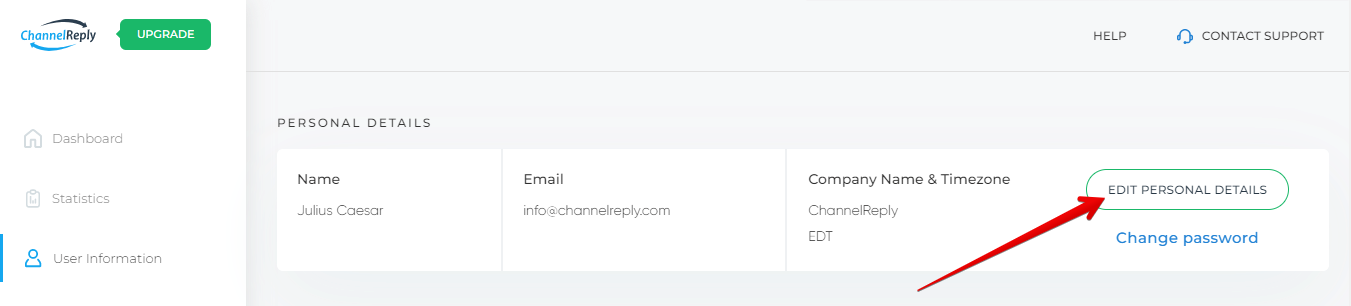 Edit Personal Details Button
