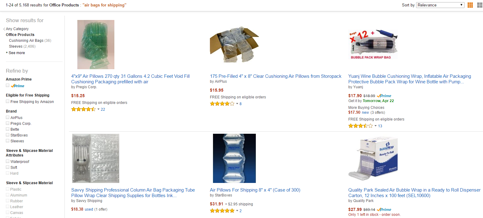 Air Bags for eBay or Amazon Packaging