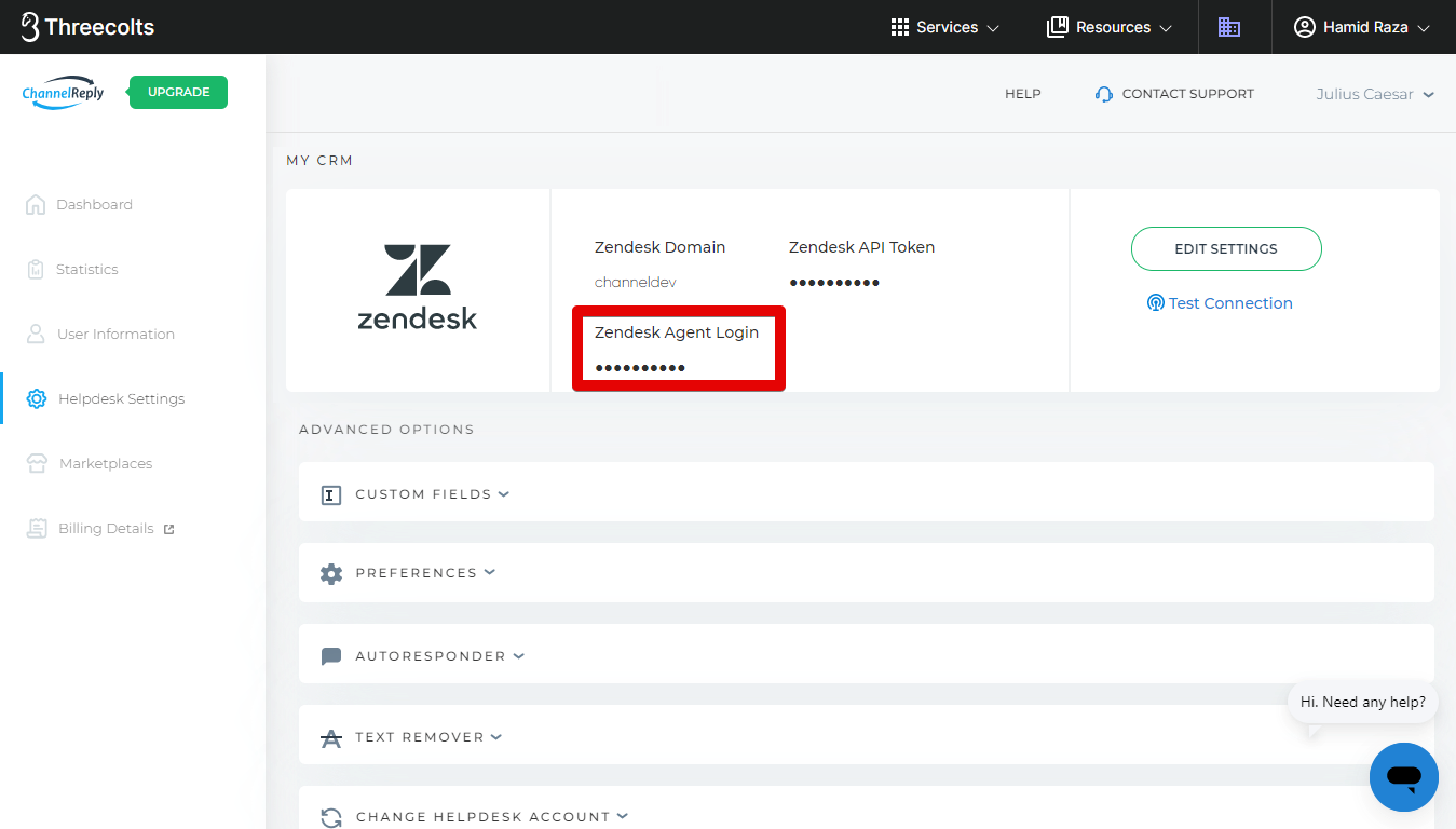 Token-Based Zendesk Setup in Helpdesk Settings