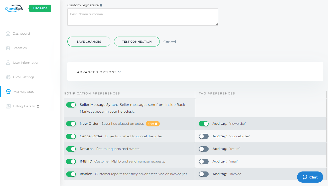 Back Market Notification Preferences in ChannelReply
