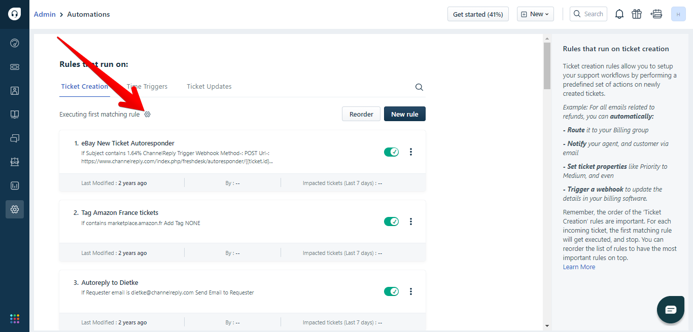 Executing first matching rule option in Freshdesk automations