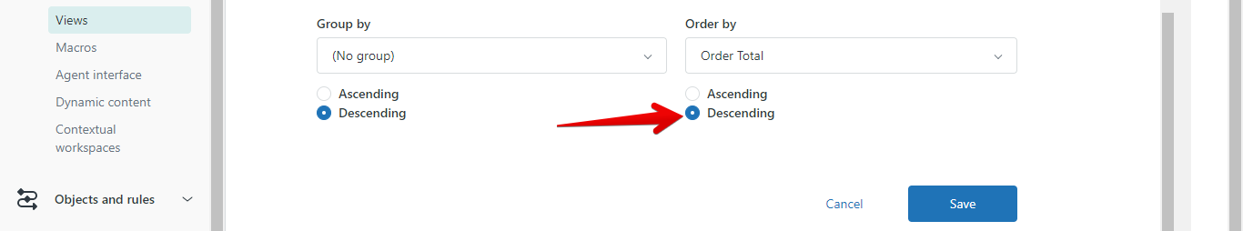 Order By Option Set to Descending for Custom Fields in Zendesk Views
