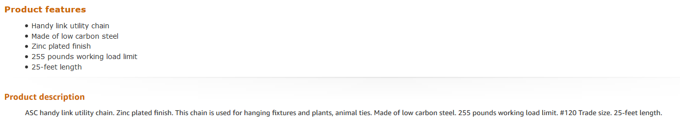 Amazon Description Focusing on Features