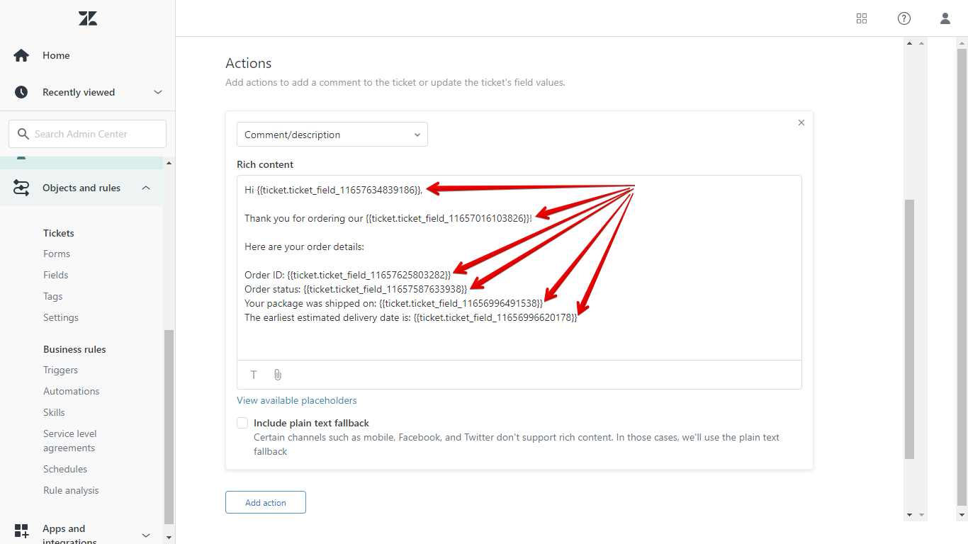 Custom Field Placeholders