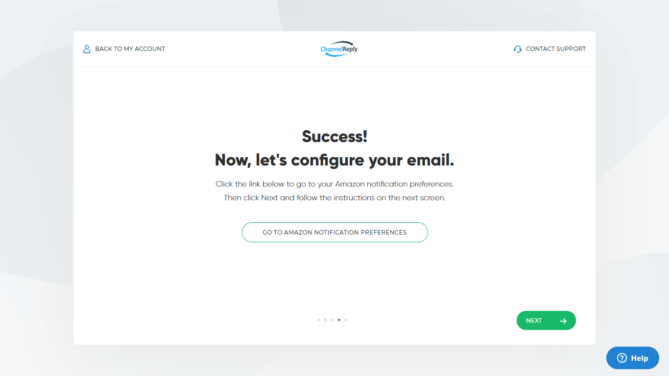 Success screen