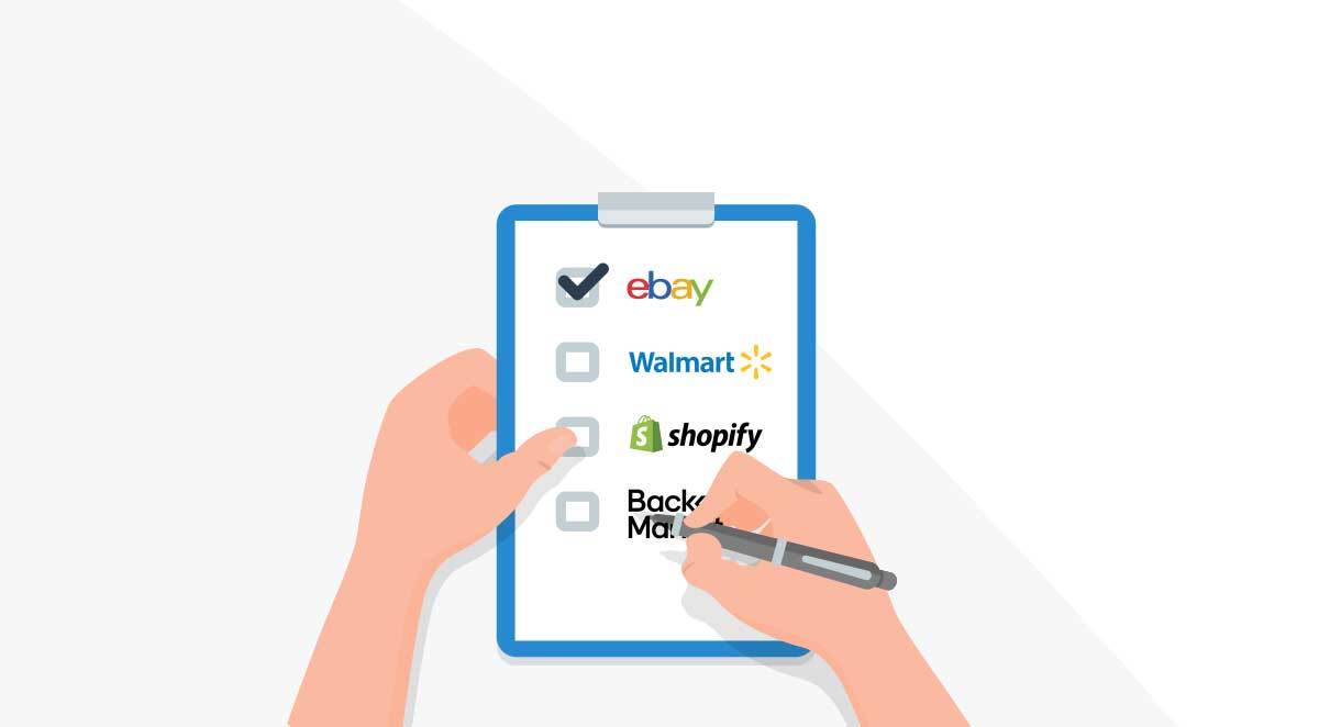 Marketplace checklist with eBay ticked off at the top