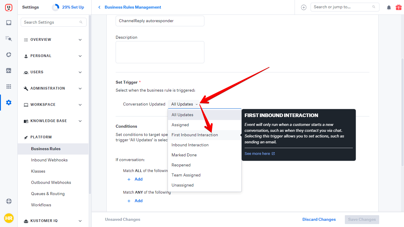 First Inbound Interaction under All Updates