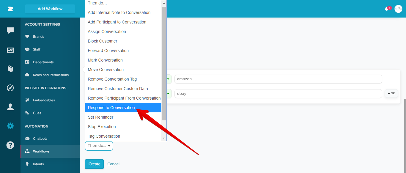 Respond to Conversation Option