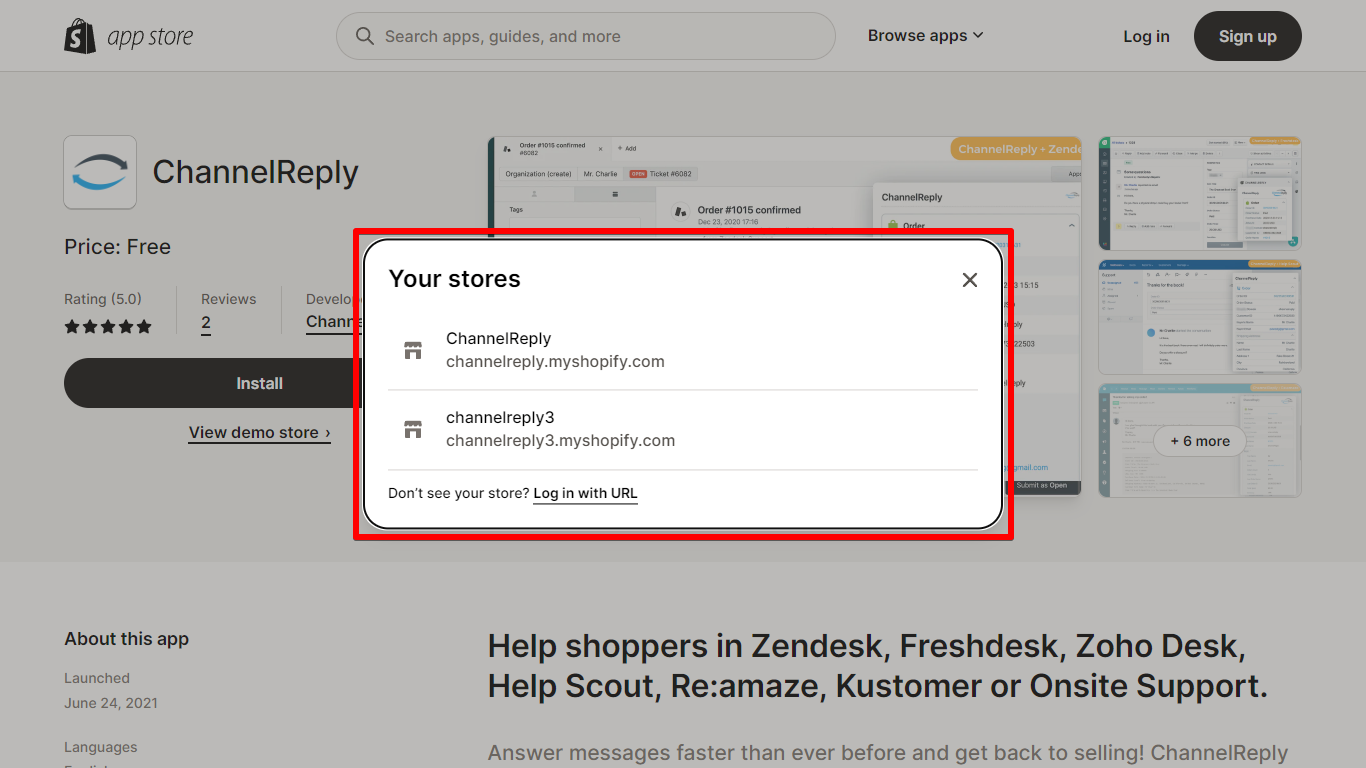 Choosing a Shopify Store to Install an App On