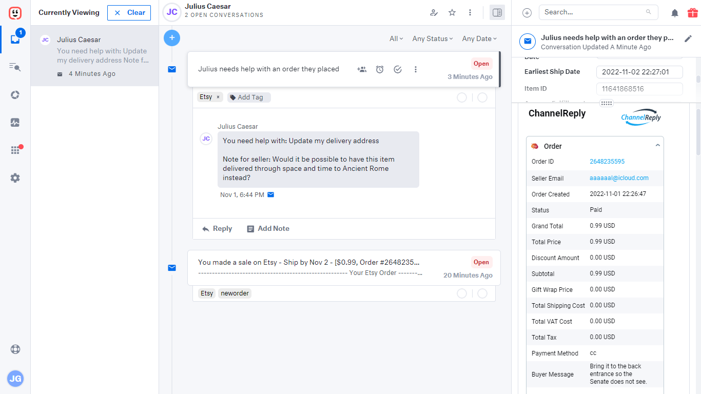 Etsy-Kustomer Integration with ChannelReply