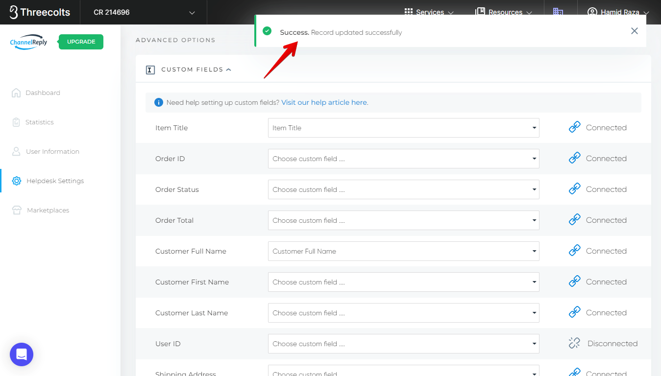 Click "SAVE CHANGES"