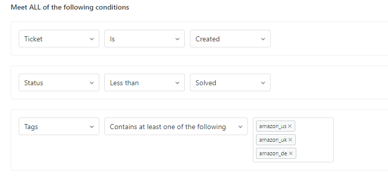 Tags | Contains setting with only Amazon tags, creating an Amazon autoresponder