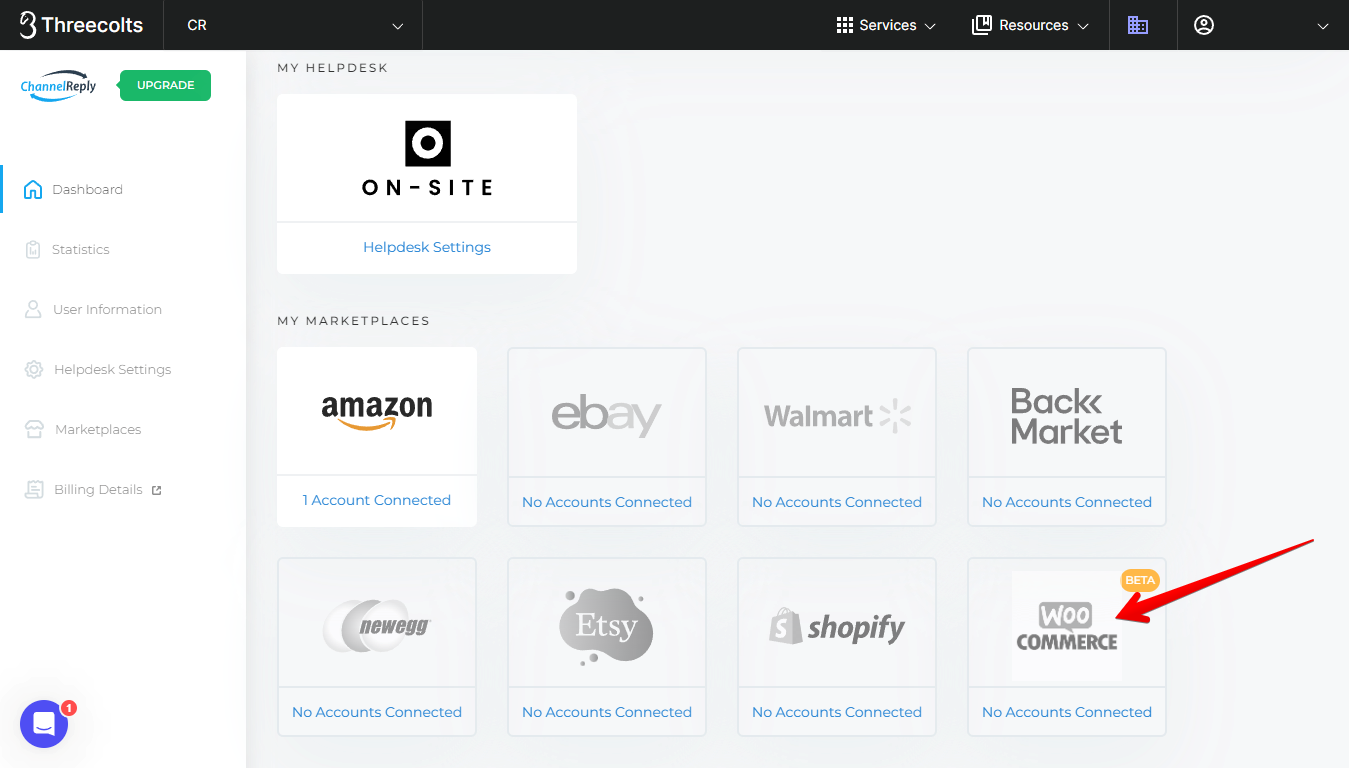WooCommerce on the ChannelReply Dashboard