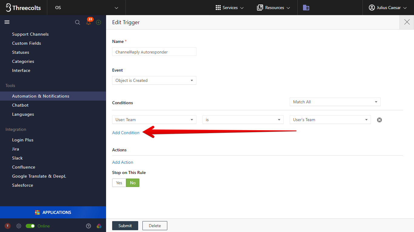 Add Condition Button