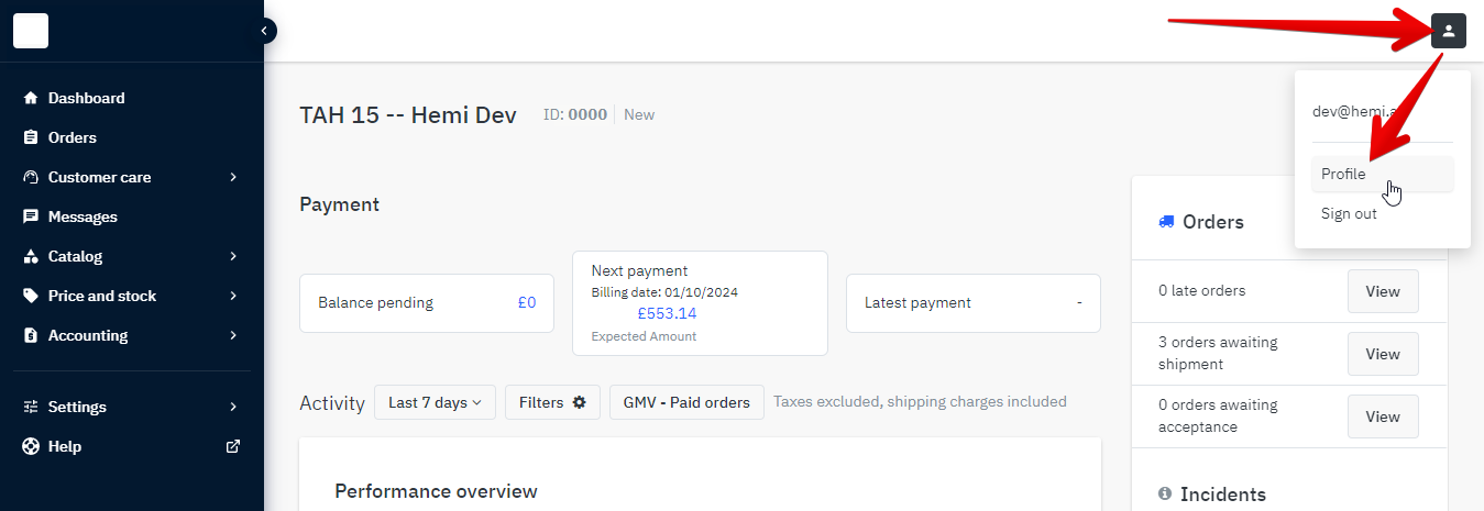 Profile picture and Profile in Mirakl