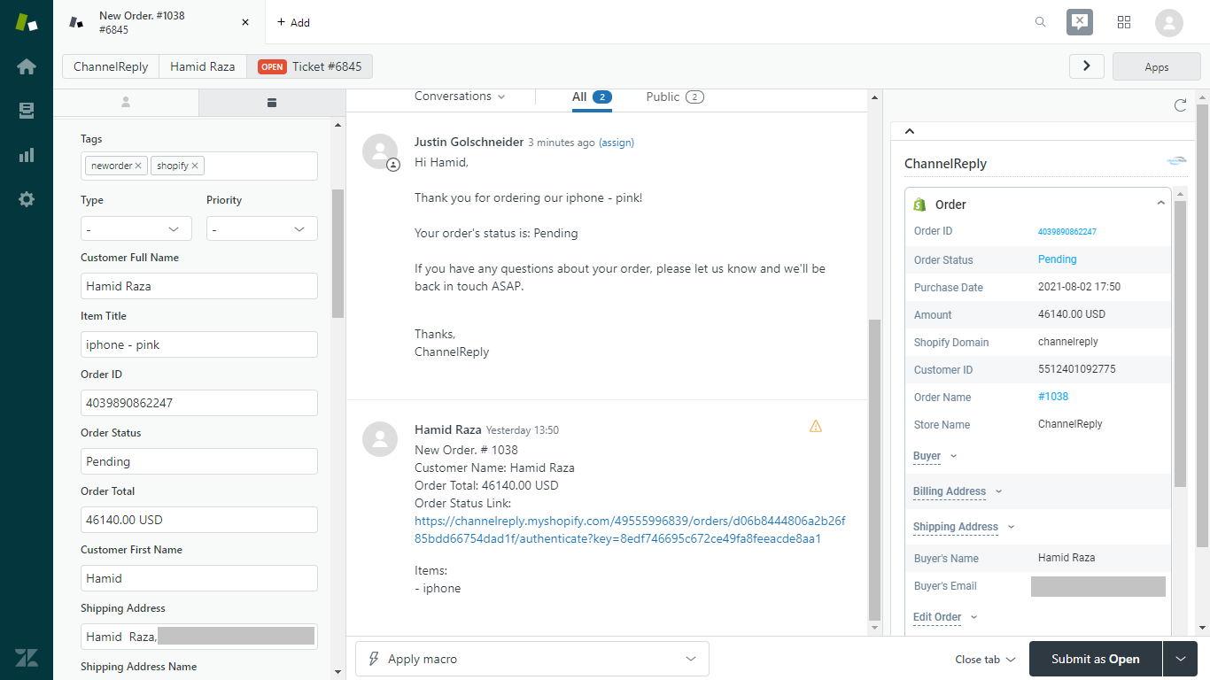 ChannelReply New Order Notification for Shopify
