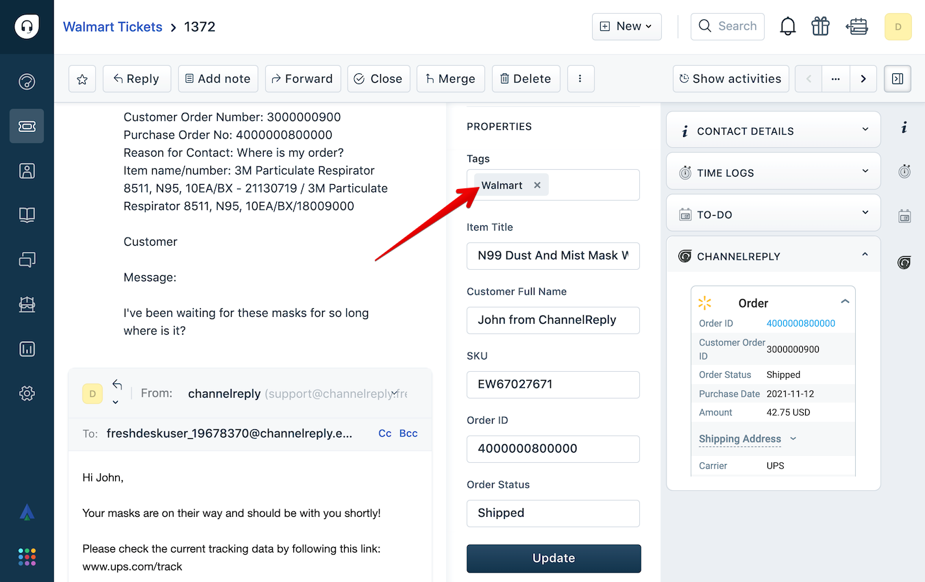Amazon Tag on Freshdesk
