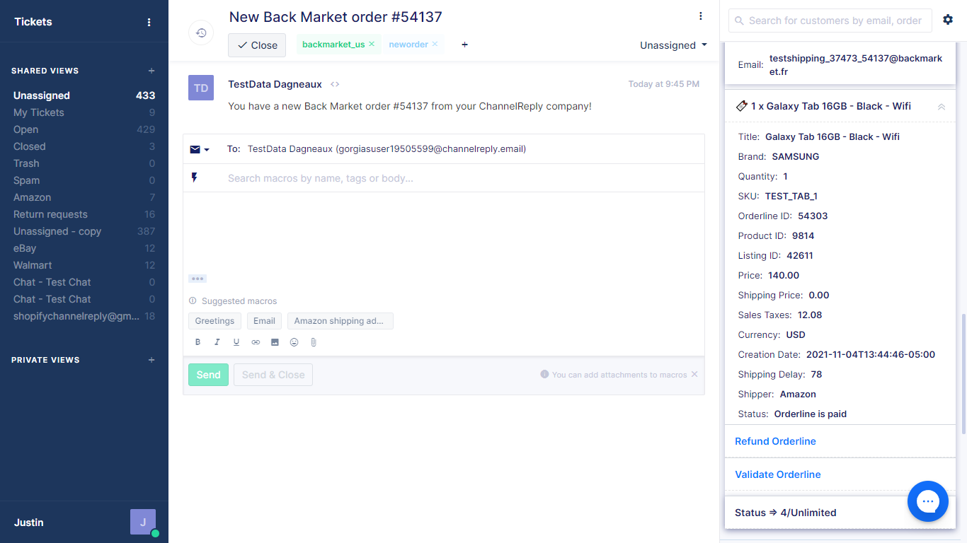 Process Back Market returns on Gorgias with ChannelReply
