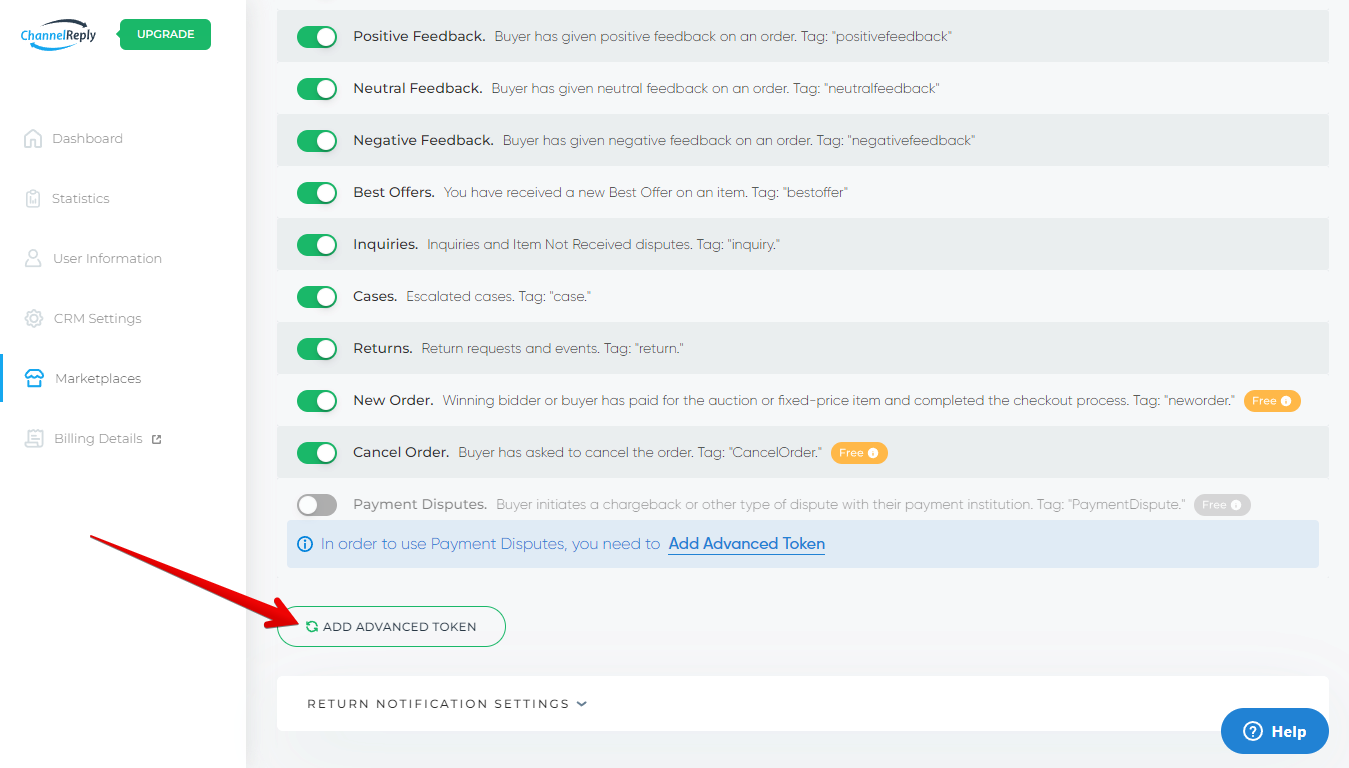 Add Advanced Token Button