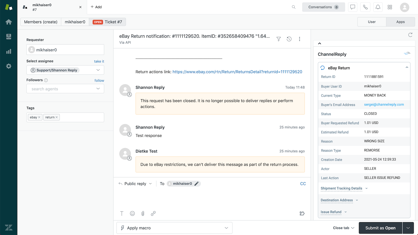 : Zendesk Ticket Showing Changed Agent for ChannelReply Internal Notifications