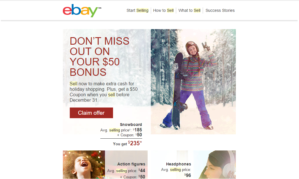 $50 Bonus for Selling on eBay