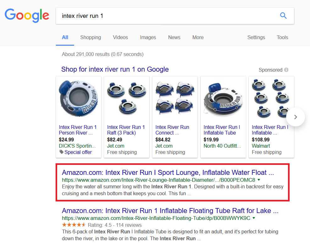 Google Results for Intex River Run 1