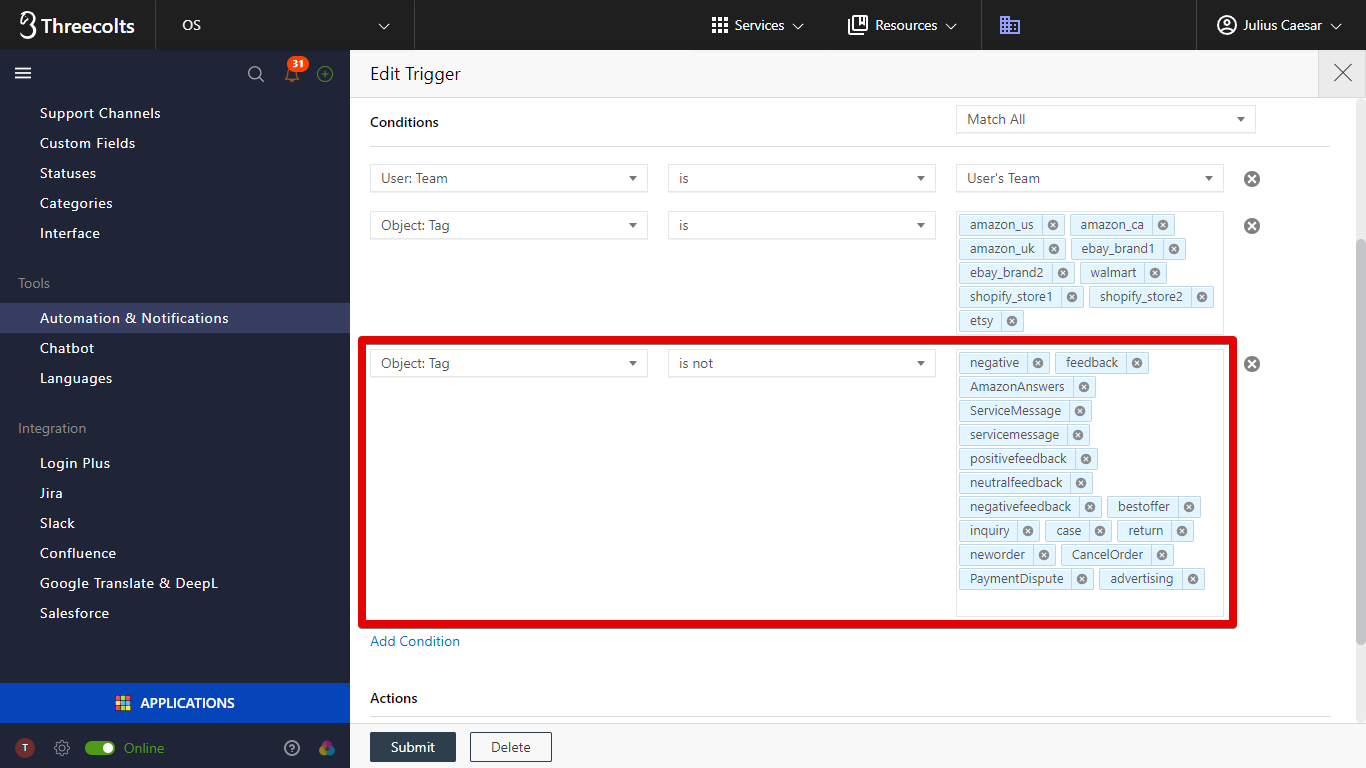 Object: Tag Is Not Automatic Tags Condition