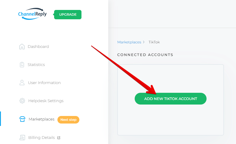 Add New TikTok Account button