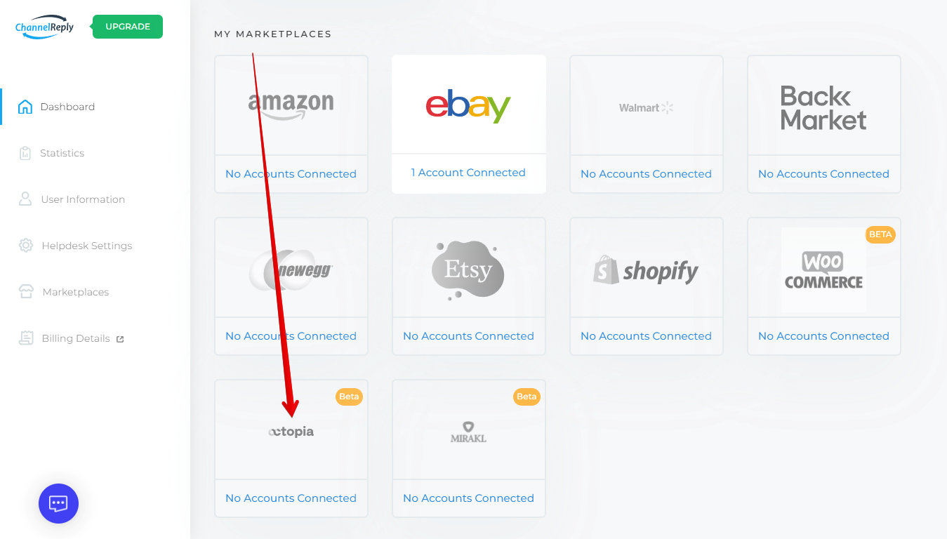 Octopia on the ChannelReply Dashboard