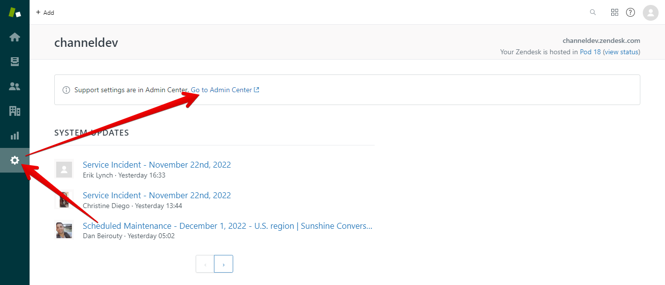 How to get to Zendesk Admin Center