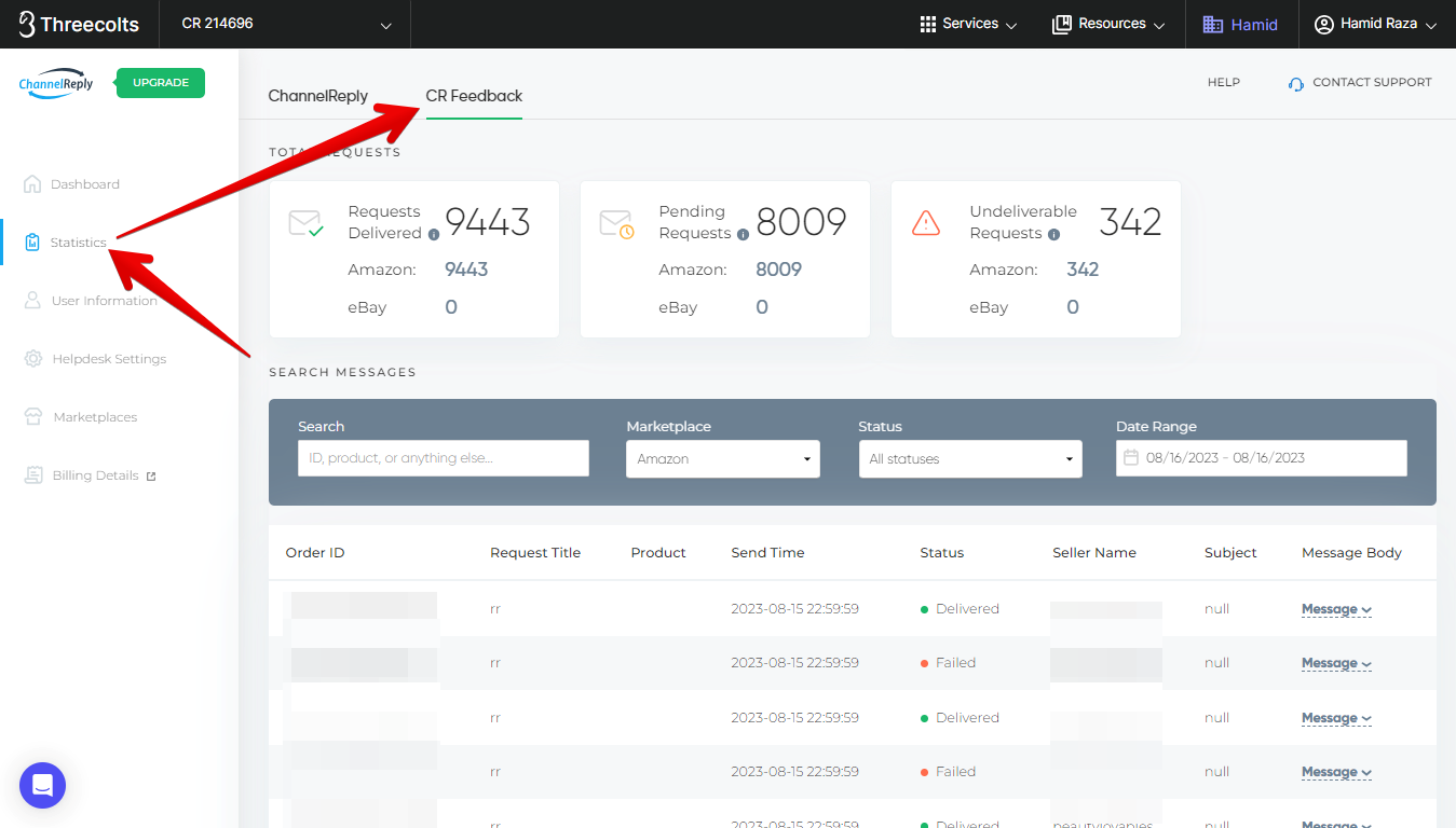CR Feedback statistics option